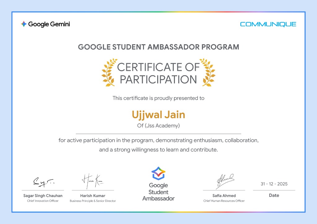 Google Student Ambassador Certificate